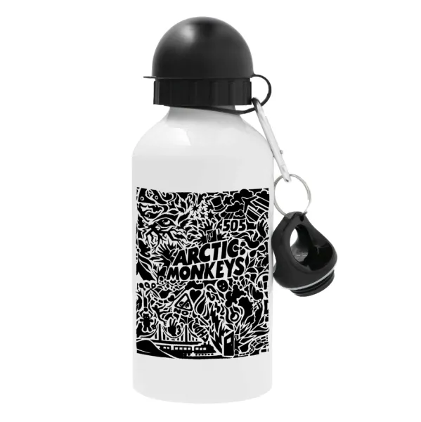 Arctic Monkeys — Metal water bottle, White, aluminum 500ml