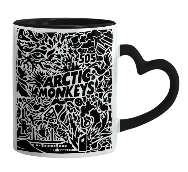Arctic Monkeys — Mug heart black handle, ceramic, 330ml