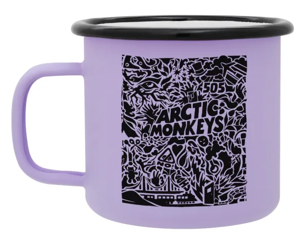 Arctic Monkeys — Metal enamel mug, matte light pastel purple, 360ml