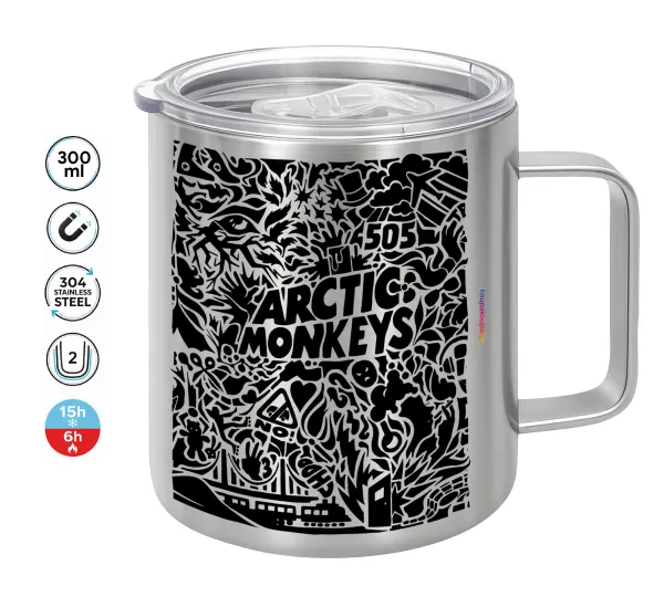 Arctic Monkeys — Double-walled stainless steel mug 300ml with temperature-retaining lid