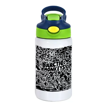 Arctic Monkeys, Παιδικό παγούρι θερμό, ανοξείδωτο, με καλαμάκι ασφαλείας, πράσινο/μπλε (350ml)