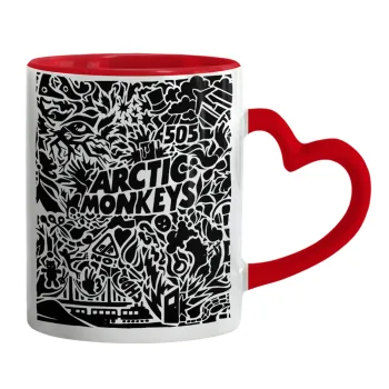 Arctic Monkeys, Κούπα καρδιά χερούλι κόκκινη, κεραμική, 330ml