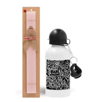 Arctic Monkeys, Easter Set, metallic aluminum bottle (500ml) & aromatic flat Easter candle (30cm) (PINK)