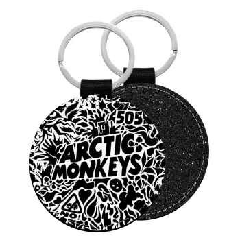 Arctic Monkeys, Μπρελόκ Δερματίνη, στρογγυλό ΜΑΥΡΟ (5cm)