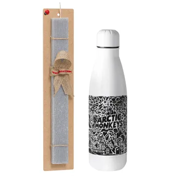 Arctic Monkeys, Easter Set, metallic stainless thermos bottle (500ml) & scented flat Easter candle (30cm) (GRAY)