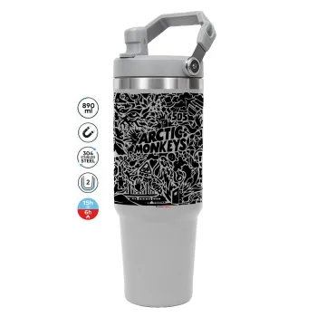 Arctic Monkeys, GREY color, 890ml (30oz) stainless Steel Tumbler with Handle