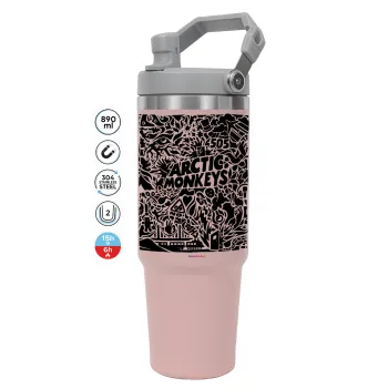 Arctic Monkeys, Pink color, 890ml (30oz) stainless Steel Tumbler with Handle