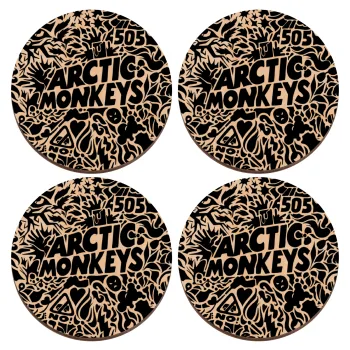 Arctic Monkeys, ΣΕΤ x4 Σουβέρ ξύλινα στρογγυλά plywood (9cm)