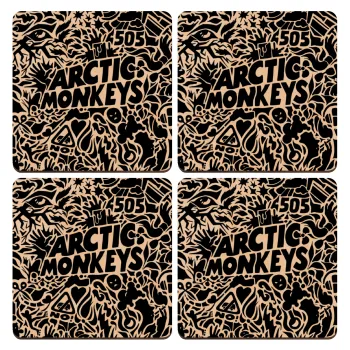 Arctic Monkeys, ΣΕΤ x4 Σουβέρ ξύλινα τετράγωνα plywood (9cm)