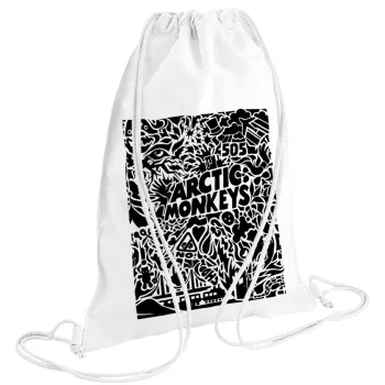 Arctic Monkeys, Backpack pouch GYMBAG white (28x40cm)