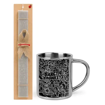Arctic Monkeys, Easter Set, metallic thermal cup (300ml) & Easter aromatic flat candle (30cm) (GRAY)