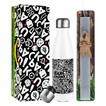 Arctic Monkeys, Easter candle, metallic white thermos bottle (500ml) & aromatic flat candle (30cm) (GRAY)
