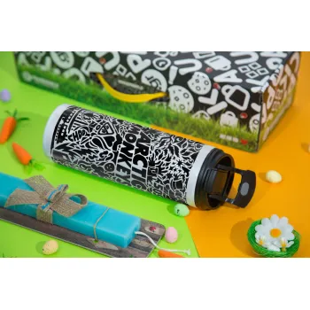 Arctic Monkeys, Easter candle,Travel Tumbler 2 Lids, with metal straw & cleaning brush & aromatic flat candle (30cm) (BLUE)