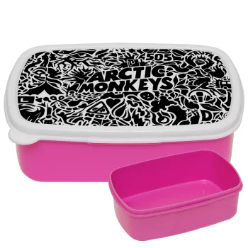 Arctic Monkeys, ΡΟΖ παιδικό δοχείο φαγητού (lunchbox) πλαστικό (BPA-FREE) Lunch Βox M18 x Π13 x Υ6cm
