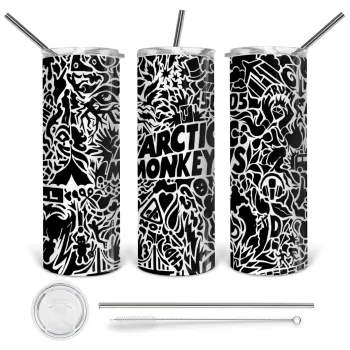 Arctic Monkeys, Tumbler stainless steel 600ml, with metal straw & cleaning brush