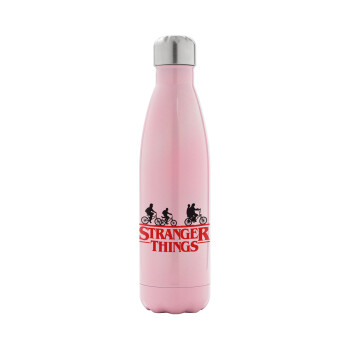 Stranger Things red, Metal mug thermos Pink Iridiscent (Stainless steel), double wall, 500ml