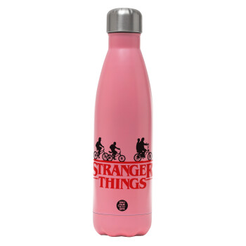 Stranger Things red, Metal mug thermos Pink Mat (Stainless steel), double wall, 500ml