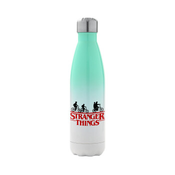 Stranger Things red, Metal mug thermos Green/White (Stainless steel), double wall, 500ml
