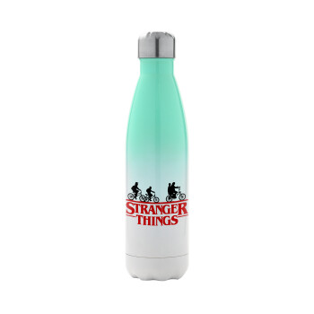 Stranger Things red, Μεταλλικό παγούρι θερμός Πράσινο/Λευκό (Stainless steel), διπλού τοιχώματος, 500ml