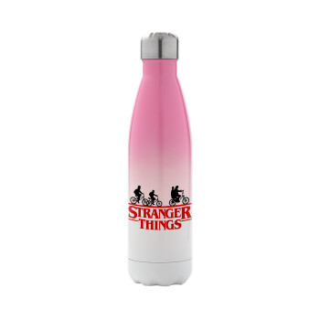 Stranger Things red, Metal mug thermos Pink/White (Stainless steel), double wall, 500ml