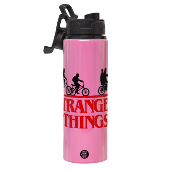 Stranger Things red, Metallic water bottle with safety lid, 850ml aluminum