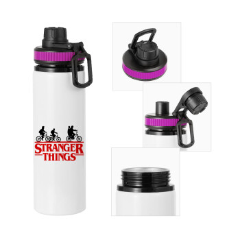 Stranger Things red, Metallic water bottle with safety lid, 850ml aluminum