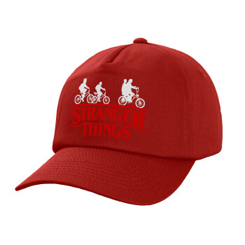 Stranger Things red, Καπέλο παιδικό Baseball, 100% Βαμβακερό Twill, Κόκκινο (ΒΑΜΒΑΚΕΡΟ, ΠΑΙΔΙΚΟ, UNISEX, ONE SIZE)