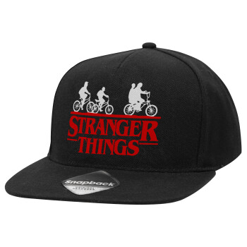 Stranger Things red, Καπέλο Ενηλίκων Flat Snapback Μαύρο, (POLYESTER, ΕΝΗΛΙΚΩΝ, UNISEX, ONE SIZE)