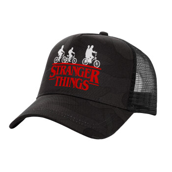 Stranger Things red, Καπέλο Ενηλίκων Structured Trucker, με Δίχτυ, (παραλλαγή) Army σκούρο (100% ΒΑΜΒΑΚΕΡΟ, ΕΝΗΛΙΚΩΝ, UNISEX, ONE SIZE)