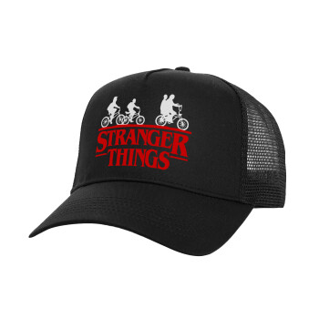 Stranger Things red, Καπέλο Structured Trucker, Μαύρο, 100% βαμβακερό