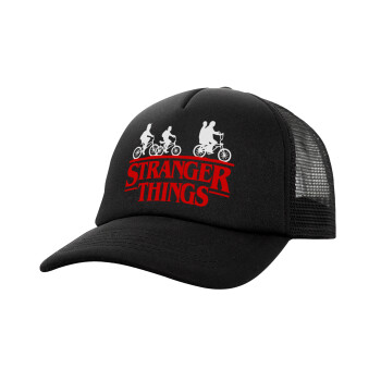 Stranger Things red, Καπέλο Ενηλίκων Soft Trucker με Δίχτυ Μαύρο (POLYESTER, ΕΝΗΛΙΚΩΝ, UNISEX, ONE SIZE)