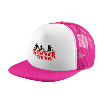 Stranger Things red, Καπέλο Soft Trucker με Δίχτυ Pink/White 