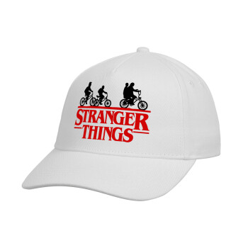 Stranger Things red, Καπέλο παιδικό Baseball, Drill, Λευκό (100% ΒΑΜΒΑΚΕΡΟ, ΠΑΙΔΙΚΟ, UNISEX, ONE SIZE)