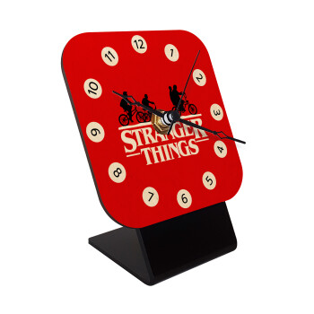 Stranger Things red, Επιτραπέζιο ρολόι σε φυσικό ξύλο (10cm)