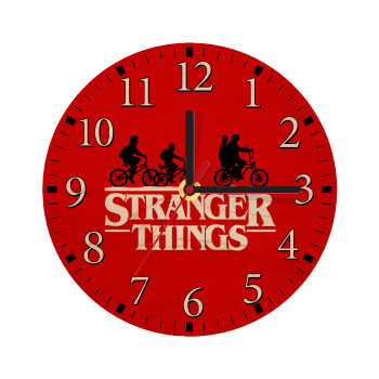 Stranger Things red, Ρολόι τοίχου ξύλινο plywood (20cm)