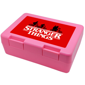 Stranger Things red, Παιδικό δοχείο κολατσιού ΡΟΖ 185x128x65mm (BPA free πλαστικό)