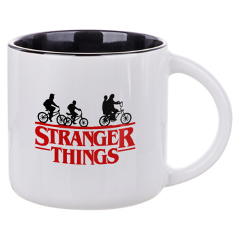 Stranger Things red, Κούπα κεραμική 400ml Λευκή/Μαύρη