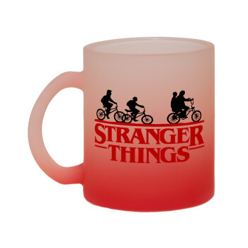 Stranger Things red, Κούπα γυάλινη δίχρωμη με βάση το κόκκινο ματ, 330ml