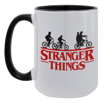 Stranger Things red, Κούπα Mega 15oz, κεραμική Μαύρη, 450ml