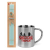 Easter Set, metallic thermal cup (300ml) & aromatic flat Easter candle (30cm) (TURQUOISE)
