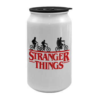 Stranger Things red, Κούπα ταξιδιού μεταλλική με καπάκι (tin-can) 500ml