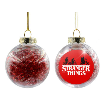 Stranger Things red, Στολίδι Χριστουγεννιάτικη μπάλα δένδρου διάφανη με κόκκινο γέμισμα 8cm