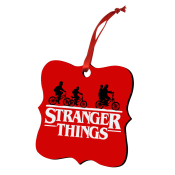 Stranger Things red, Χριστουγεννιάτικο στολίδι polygon ξύλινο 7.5cm