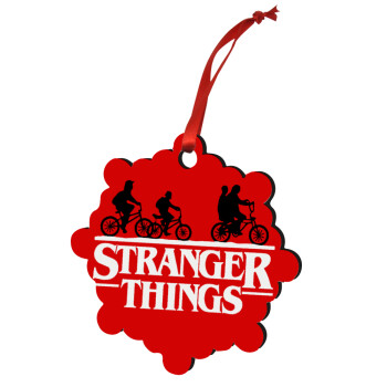 Stranger Things red, Χριστουγεννιάτικο στολίδι snowflake ξύλινο 7.5cm