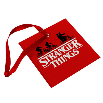 Stranger Things red, Χριστουγεννιάτικο στολίδι γυάλινο τετράγωνο 9x9cm