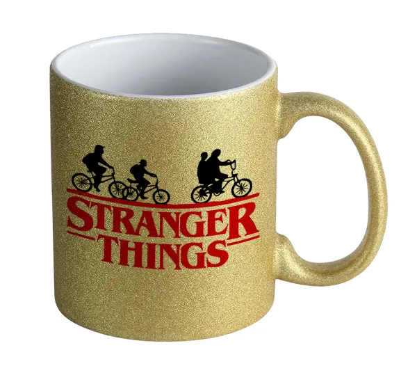 Stranger Things red — Κούπα Χρυσή Glitter που γυαλίζει, κεραμική, 330ml