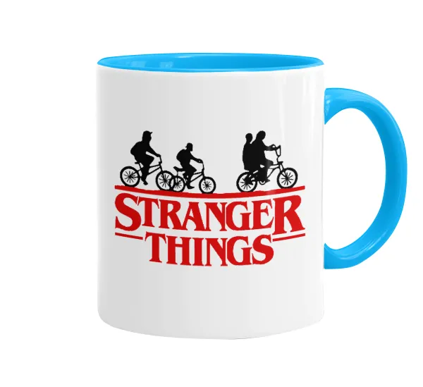Stranger Things red — Mug colored light blue, ceramic, 330ml