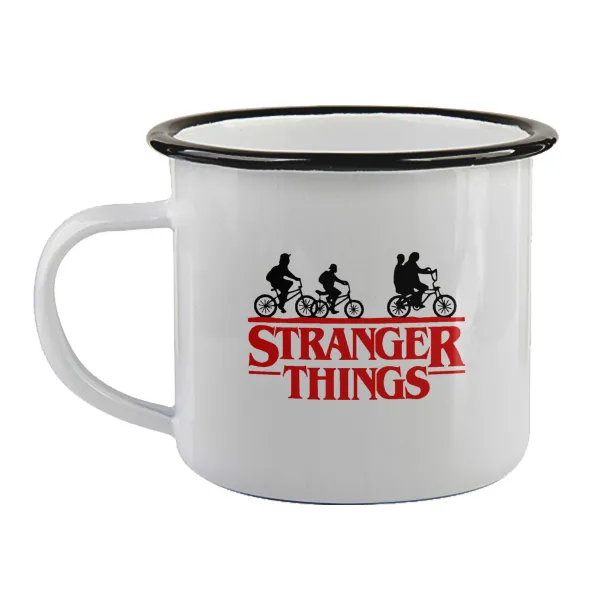 Stranger Things red — Enamel mug with black rim, 360ml
