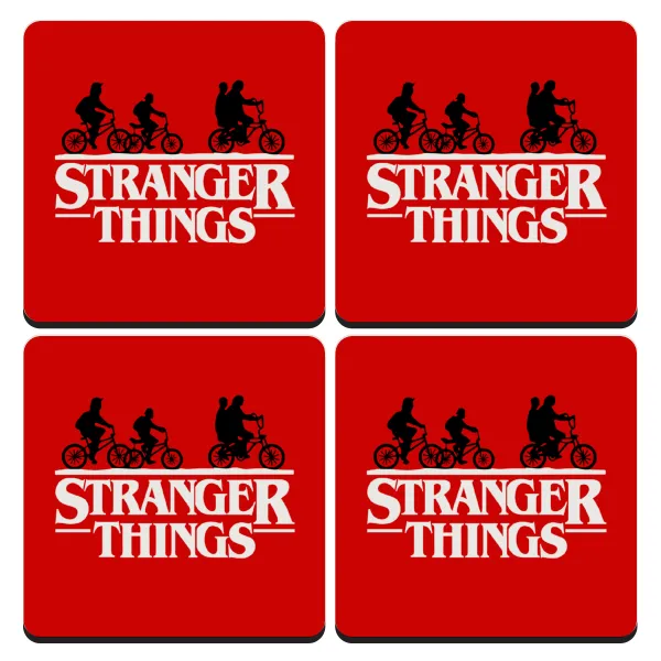 Stranger Things red — Σουβέρ ξύλινα τετράγωνα (9cm)