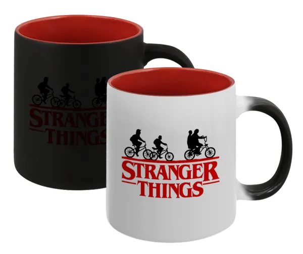 Stranger Things red — Κούπα Μαγική εσωτερικό κόκκινο, κεραμική, 330ml που αλλάζει χρώμα με το ζεστό ρόφημα